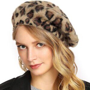 Women's Leopard Beret Vintage Hat